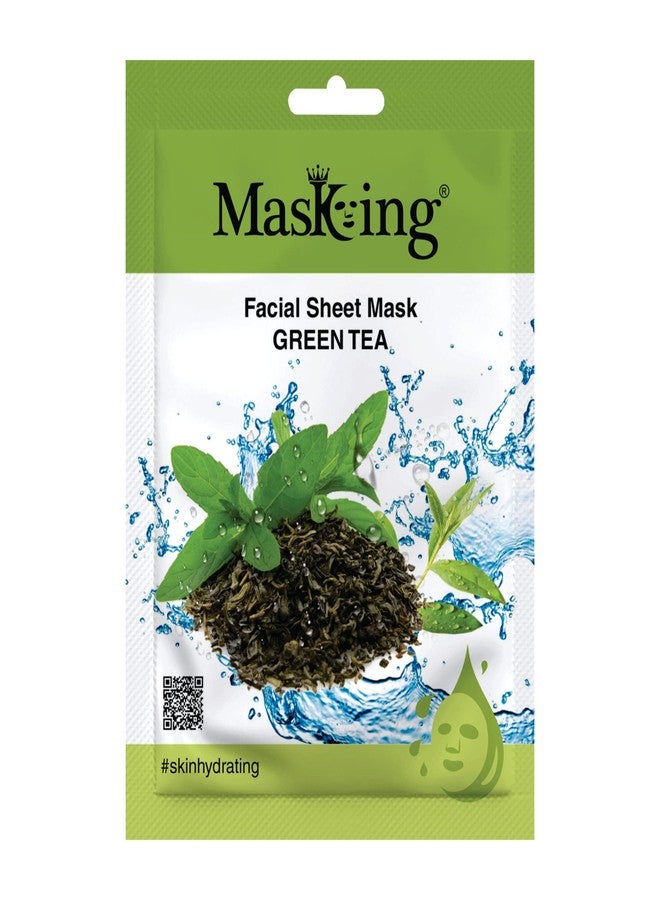Masking Green Tea glowing Skin and fairness Beauty Facial Sheet Mask with Natural serum for daily use, ideal for women and men, 20ml Each (Pack of 1) - Image 1