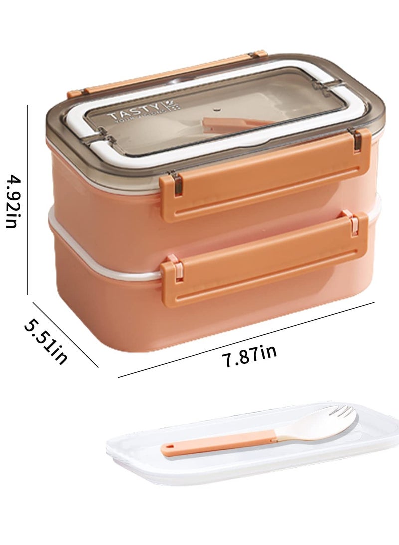 Stainless Steel Lunch Box Insulated Bento Box Multifunctional Containers Food Containers with 2 Compartments,Tableware, Nylon insulation bag (1.6L Pink) - Image 3