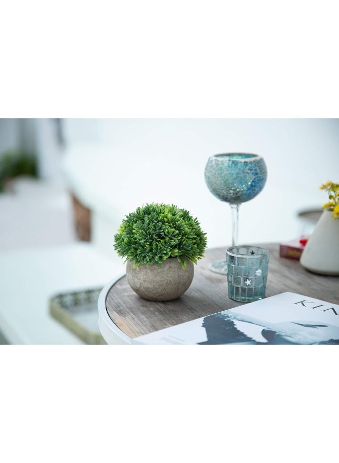 Velener Artificial Boxwood Faux Plant Indoor Topiary Small Desk Plant Decor for Bedroom Office Cubicle Shelf Decor Window Will Plant Shelf Decoration Dorm Kitchen Counter Farmhouse Home Decor Accent - Image 4