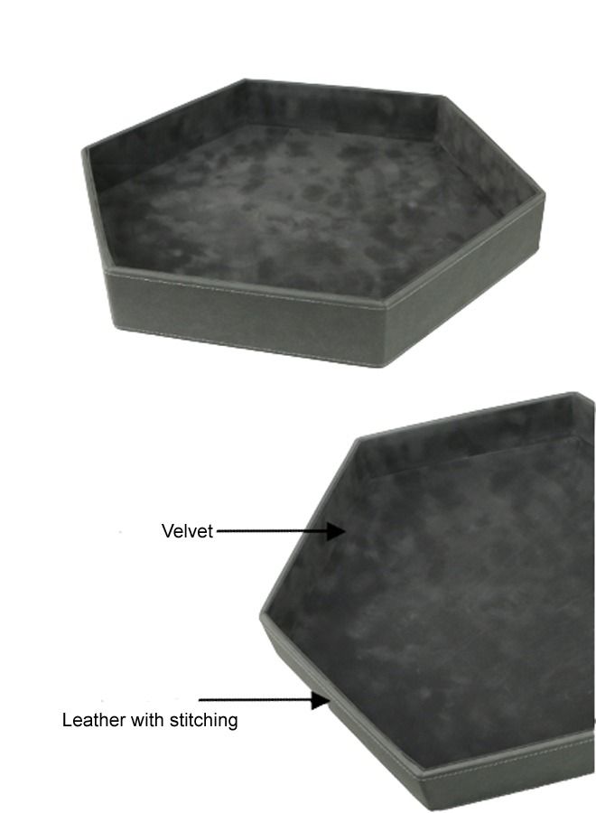 LAMSIT IBDAA Hexagon Leather Tray | Stylish Tray | Decorative Tray | Jewellery Tray | Leather Platter | Coffee Tray | Leather Serve ware | Serving Platter - Image 4