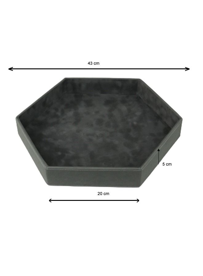 LAMSIT IBDAA Hexagon Leather Tray | Stylish Tray | Decorative Tray | Jewellery Tray | Leather Platter | Coffee Tray | Leather Serve ware | Serving Platter - Image 3