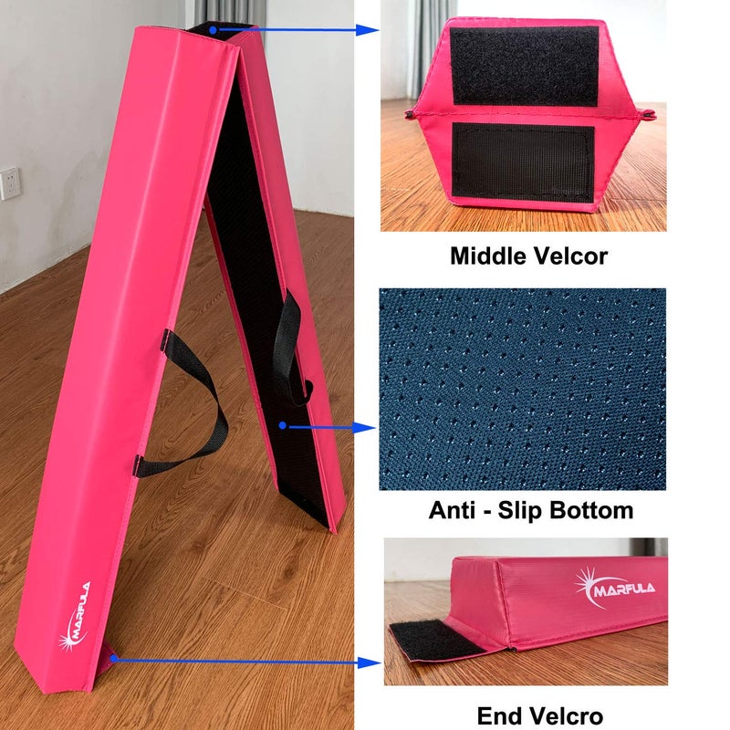MARFULA 6 FT / 8 FT / 9 FT / 10 FT Balance Beam Folding Floor Gymnastics Equipment for Kids, Non Slip Base, Gymnastics Beam for Training Home Gym Use Pink - Image 5