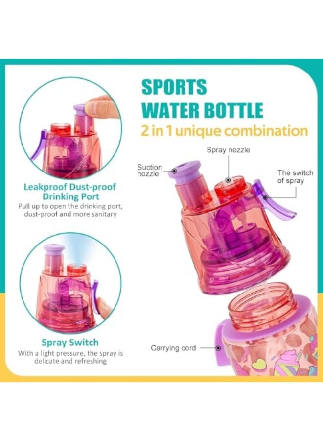 X spring Spray Water Bottles for Kids, 500ml Capacity Hydration Bottle with Spray Nozzle, Fun Water Spray Bottle for Cycling, Hiking and Gym, Perfect Gift for Active Children - Image 2