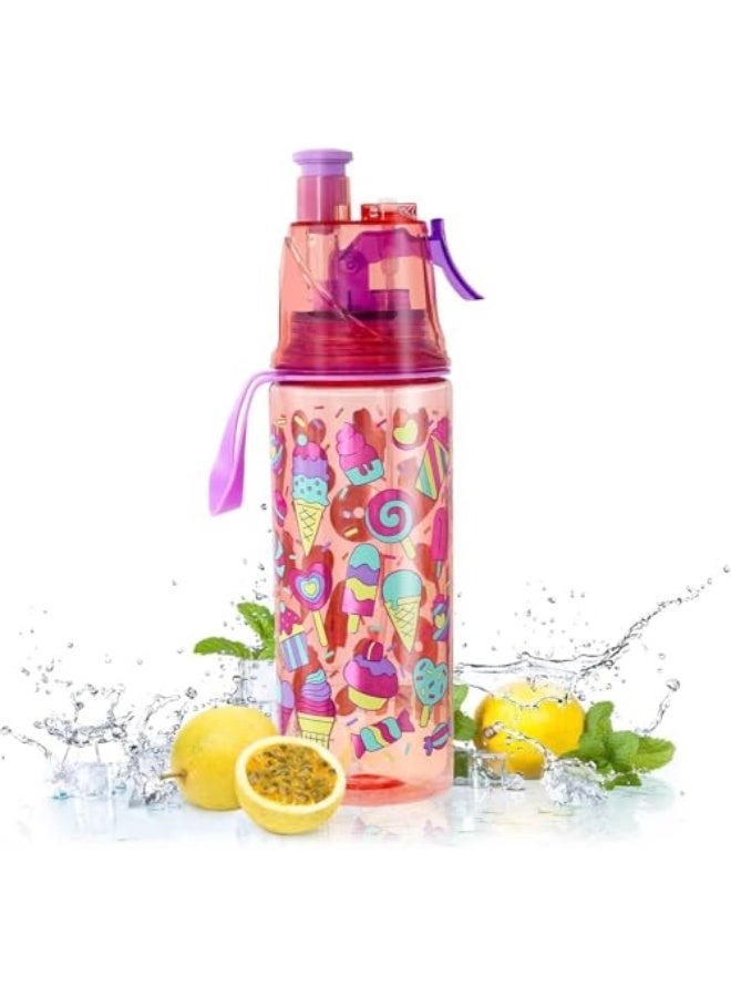 X spring Spray Water Bottles for Kids, 500ml Capacity Hydration Bottle with Spray Nozzle, Fun Water Spray Bottle for Cycling, Hiking and Gym, Perfect Gift for Active Children - Image 1