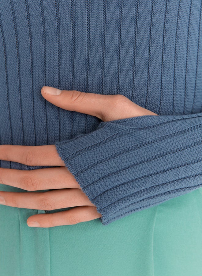 trendyol Indigo Sleeve Detailed Polo Neck Knitwear Sweater TWOAW21KZ1113 - Image 4