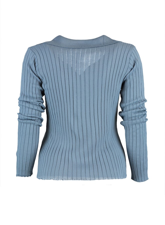 trendyol Indigo Sleeve Detailed Polo Neck Knitwear Sweater TWOAW21KZ1113 - Image 5