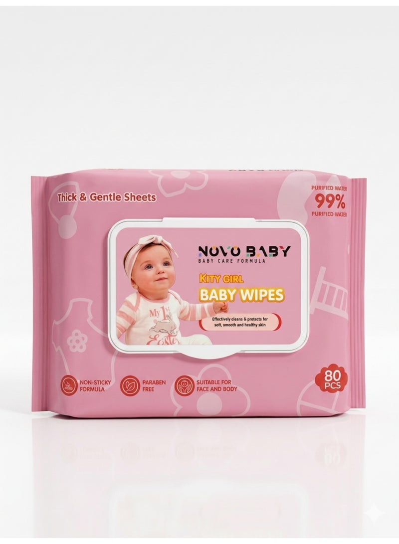 novo baby wipes kity  girl 80 pcs