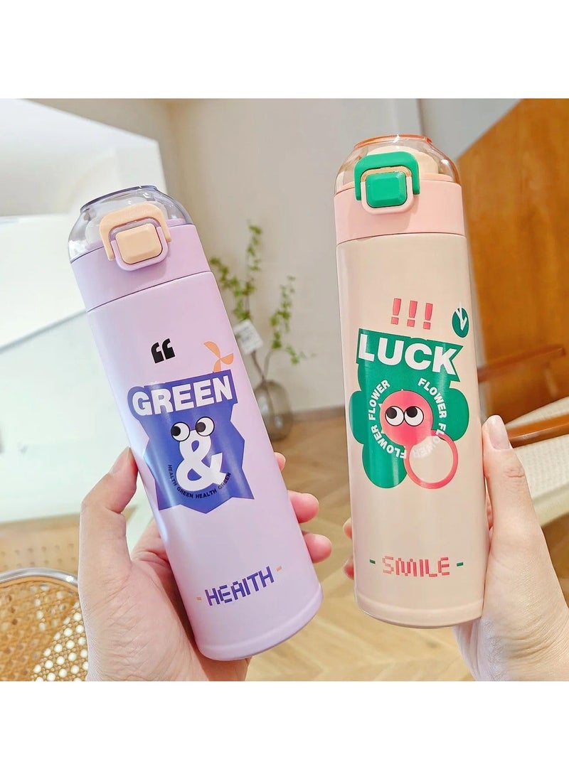 QSHOP - Thermal bottle with a tight lid with an open and close button, for hot and cold drinks - stylish and attractive cartoon design from QShop - Image 1