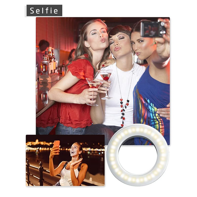 XINBAOHONG Selfie Ring Light Rechargeable Portable Clip-on Selfie Fill Light with 40 LED for Smart Phone Photography, Camera Video, Girl Makes up - Image 3