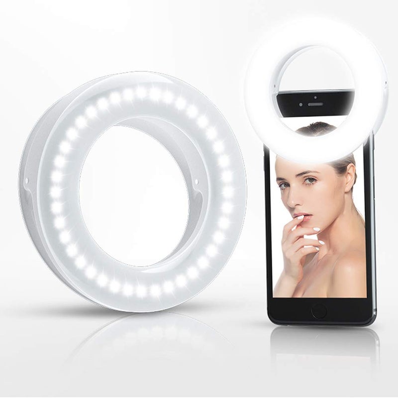 XINBAOHONG Selfie Ring Light Rechargeable Portable Clip-on Selfie Fill Light with 40 LED for Smart Phone Photography, Camera Video, Girl Makes up - Image 1