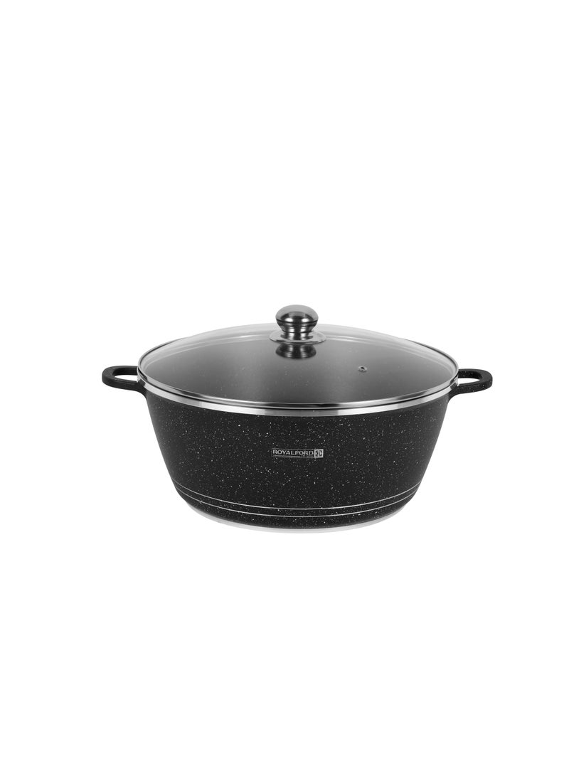 Royalford 40 cm Die Cast Casserole- RF12704/ Non-Stick Cookware with Granite Coating, Compatible with Hot Plate, Halogen, Gas Cooktops Black 2Liters - Image 1