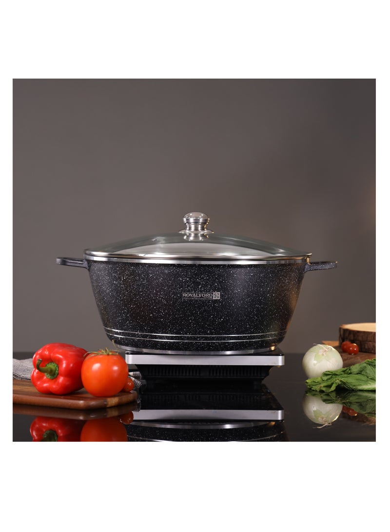 Royalford 40 cm Die Cast Casserole- RF12704/ Non-Stick Cookware with Granite Coating, Compatible with Hot Plate, Halogen, Gas Cooktops Black 2Liters - Image 5