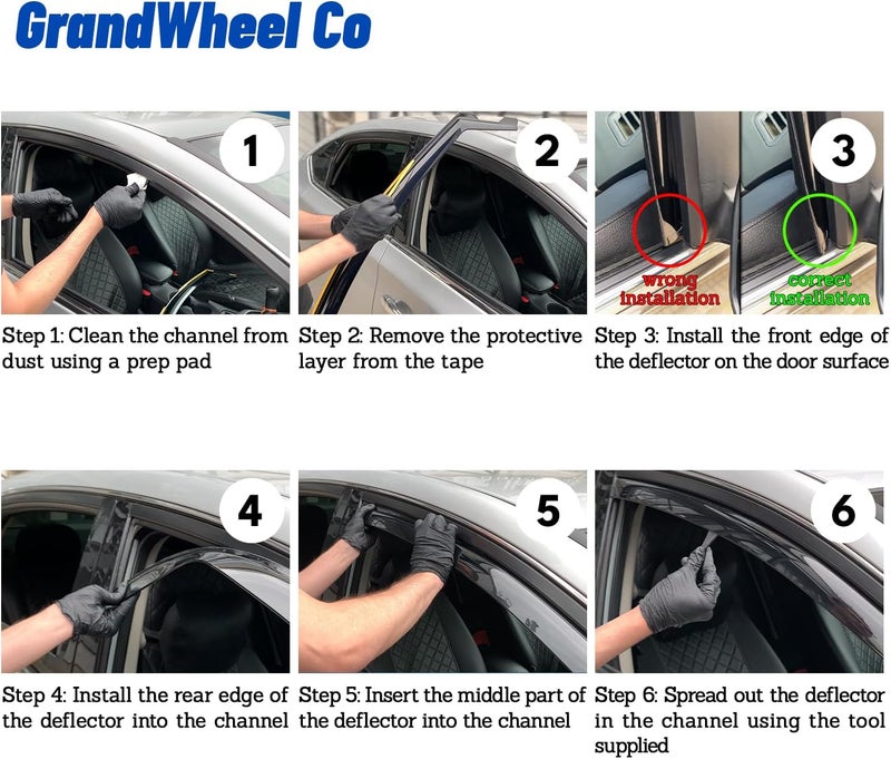 GrandWheel Co Smoke Tinted In-Channel Side Window Vent Visor Deflectors for Ford Expedition 2018-2022 - 4pcs - Image 3