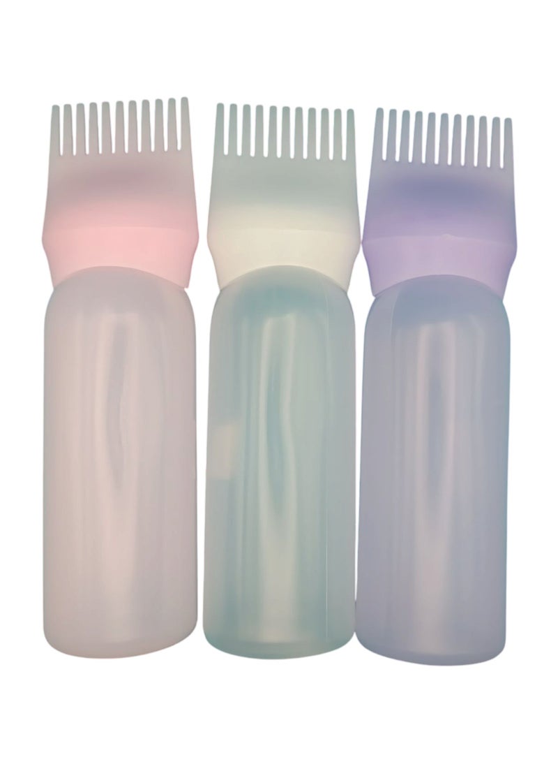 Generic 3 Piece Hair Dye Applicator Bottle With Brush White/Purple/Pink 17x4.5cm - Image 1