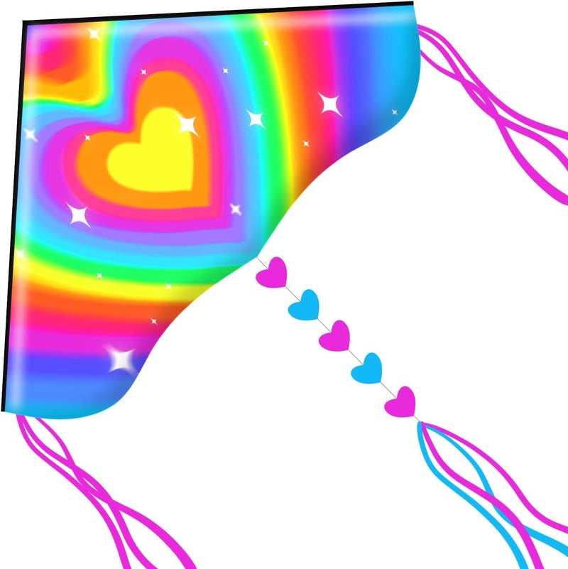 Honbo Large Delta Kite for Kids & Adults,Extremely Easy to Fly Kite for Beach Trip,String Line Included,with Colorful Tail,Perfect for Beginners - Image 1