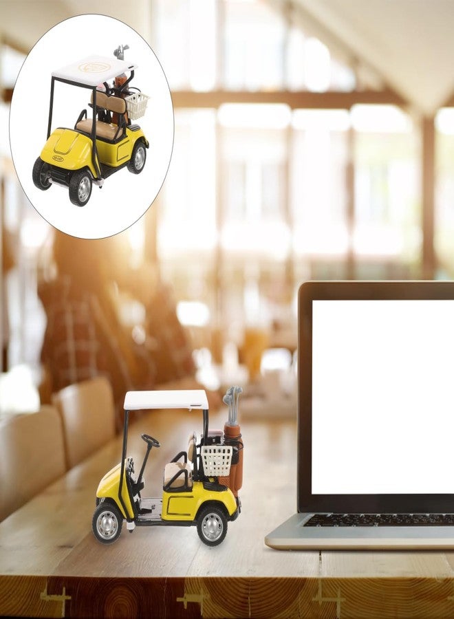 Alasum Mini Golf Cart Model - Alloy Pullback Action Toy, Yellow Desktop Ornament for Golf Lovers, 1:36 Scale Diecast Cart Decoration, 3.93 X 2.75 X 1.77 Inches - Image 3