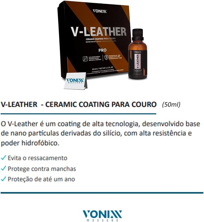 Vonixx طلاء سيراميك فونيكس VLeather 16 أونصة سائلة 50 مل حماية تصل إلى 1 سنة مقاومة عالية للأشعة فوق البنفسجية منع البقع - Image 2
