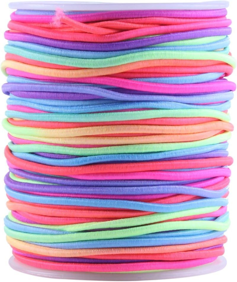 KONMAY 2.0mm Stretchy Bracelet String, 50 Yards Durable Rainbow Elastic Cord for Jewelry Making, Beading, Necklaces, DIY Crafts, and Sewing Projects - Image 1