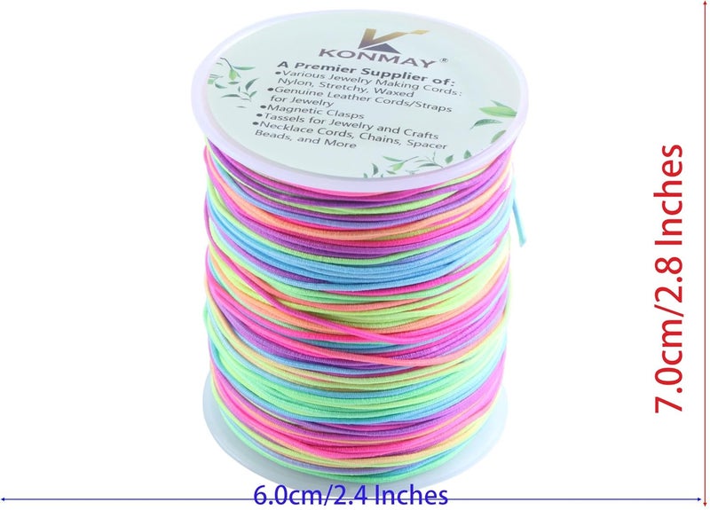 KONMAY 2.0mm Stretchy Bracelet String, 50 Yards Durable Rainbow Elastic Cord for Jewelry Making, Beading, Necklaces, DIY Crafts, and Sewing Projects - Image 5
