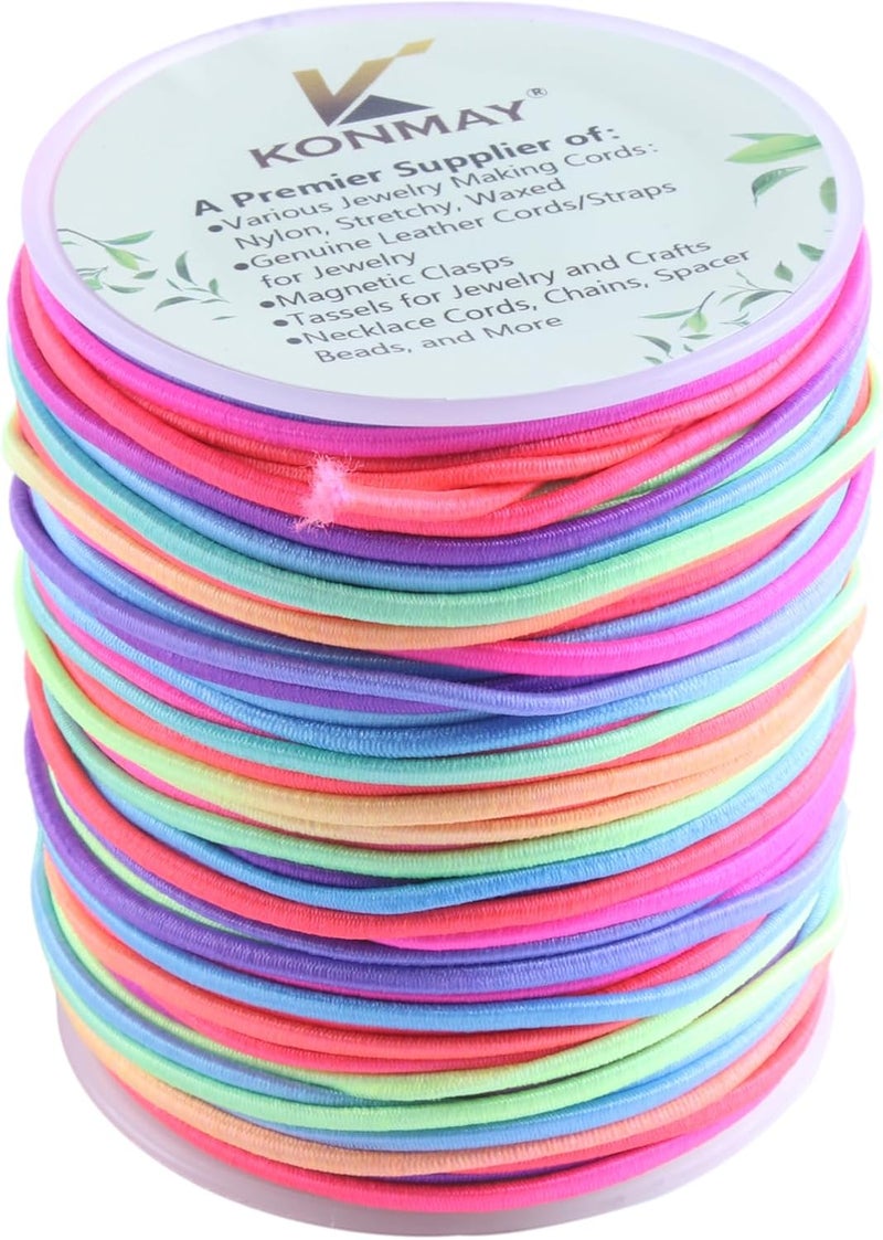 KONMAY 2.0mm Stretchy Bracelet String, 50 Yards Durable Rainbow Elastic Cord for Jewelry Making, Beading, Necklaces, DIY Crafts, and Sewing Projects - Image 2
