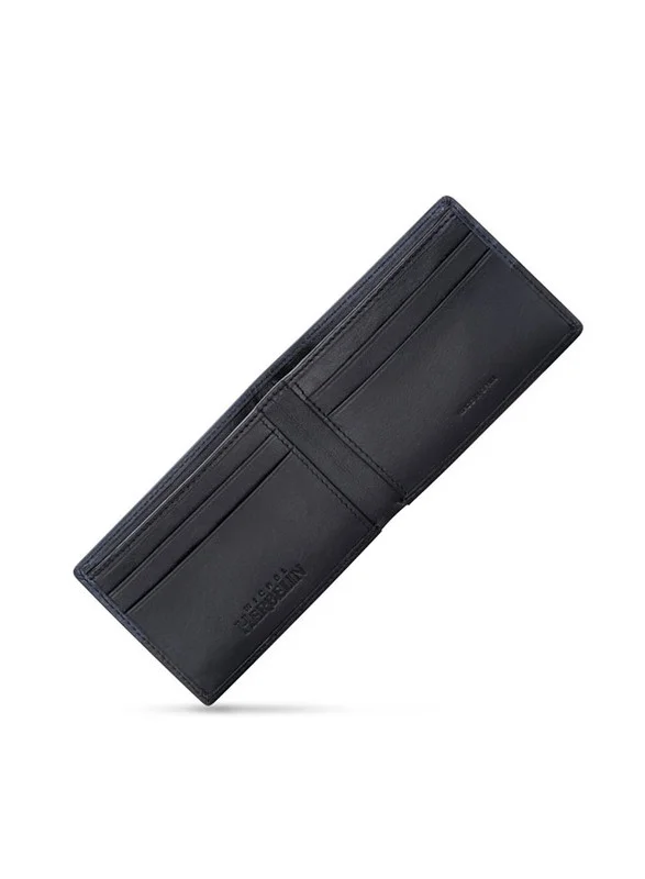 MICHEL HERBELIN Rime Leather Bi-Fold Blue & Black Wallet for Men's