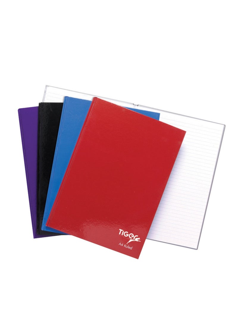 TIGER Casbound A4 Notebook, Feint ruled, 60gsm paper, 80 Sheets, Assorted colours, Pack 5 - Image 2
