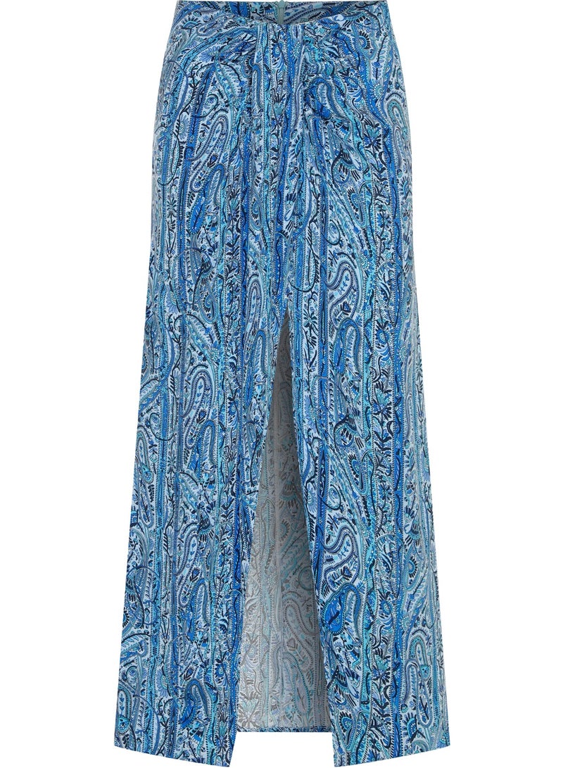 Maya Vegan Silk Knotted Skirt Blue - Image 5