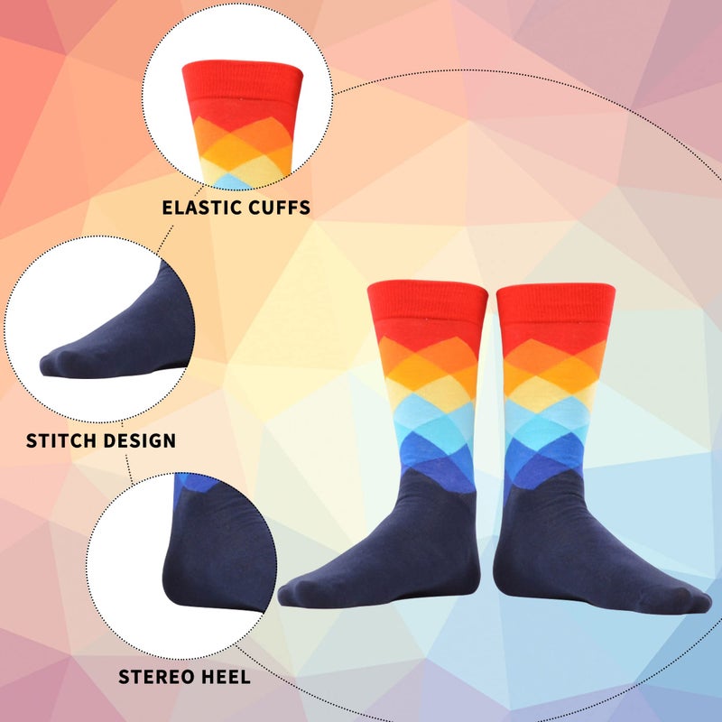 WeciBor Men's Dress Colorful Funny Funky Cotton Crew Socks, 12 Pack Multicolor Geometric, Size 10-13 - Image 2