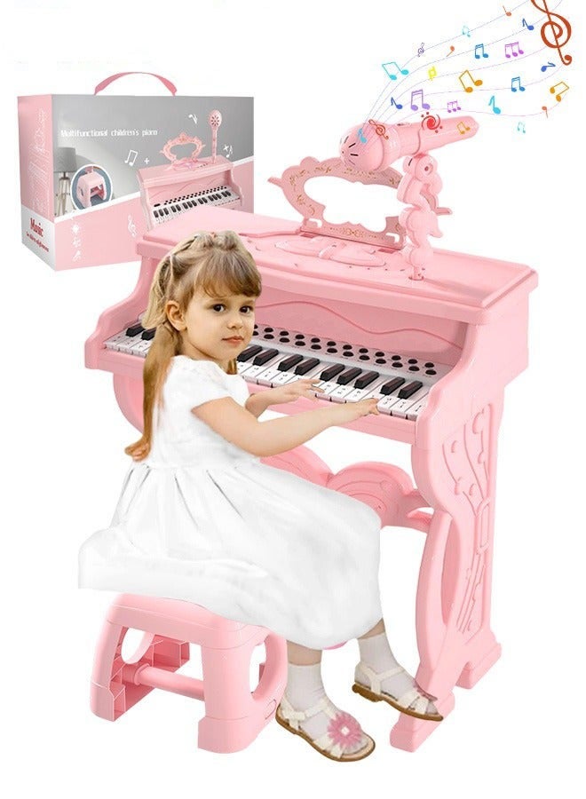 DURKU 37-Key Multifunctional Piano with Microphone, LED Function, Complete Keyboard Toy Set, Including Chair and Music Stand, 28 Music Sheets Included, Great Musical Toy for Kids and Beginners, Requires 4 - Image 1