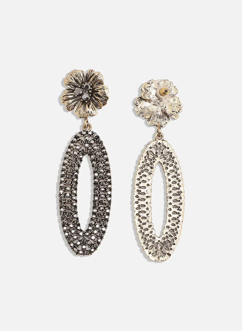 SOHI Daisy Oval Halo Artificial Drop Earring Jewellery