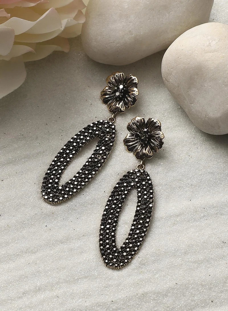 SOHI Daisy Oval Halo Artificial Drop Earring Jewellery