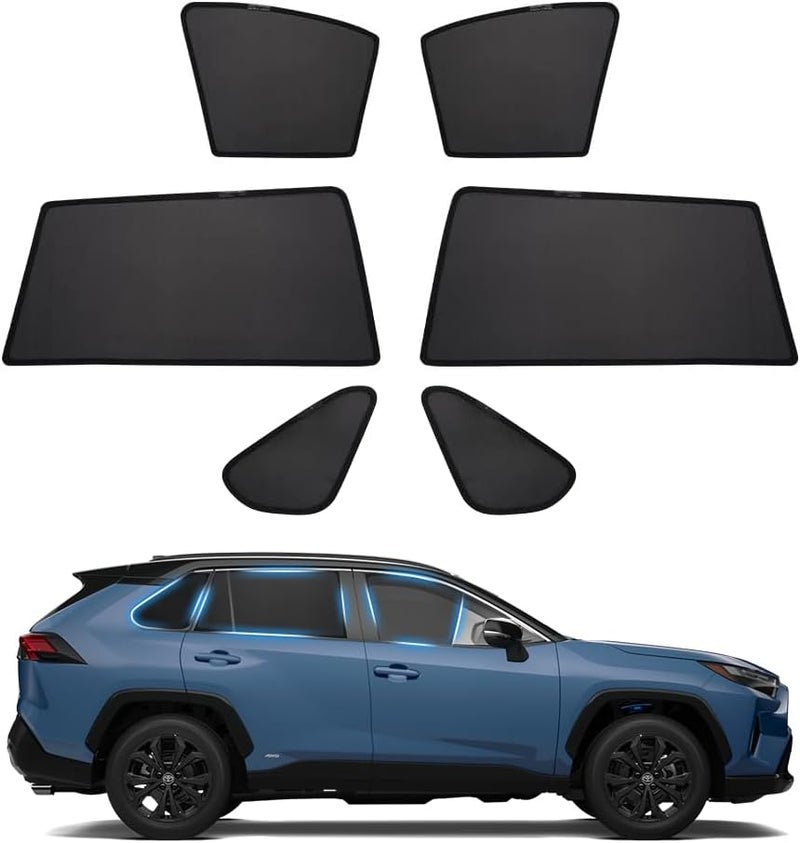 Powerty Compatible with Window Shade Toyota RAV4 2019 2020 2021 2022 2023 Magnet Custom Side Window Sunshades UV Rays Protection 6PCS - Image 1