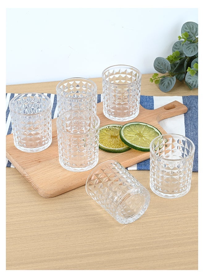 Ollieroo كؤوس ويسكي قديمة مزخرفة - كوب زجاجي متين سعة 200 مل للكوكتيلات، الماء، العصير، البيرة، الويسكي، الكونياك، مجموعة زجاجيات، أدوات المائدة، آمنة للغسالة - Image 1
