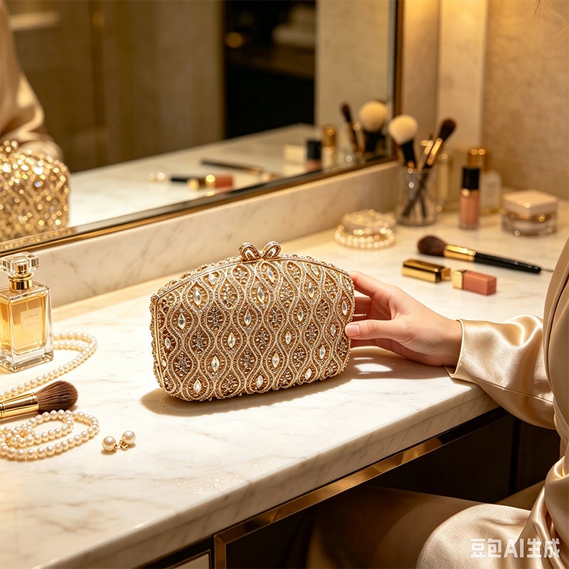 Crystal Rhinestone Evening Clutch Bag, Bow Metal Frame Formal Party Handbag Women Wedding Dinner Purse - Image 2