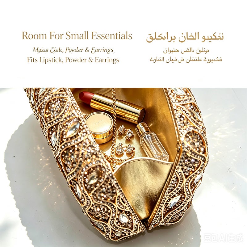 Crystal Rhinestone Evening Clutch Bag, Bow Metal Frame Formal Party Handbag Women Wedding Dinner Purse - Image 3
