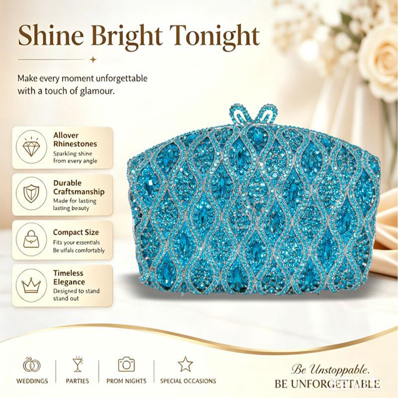 Crystal Rhinestone Evening Clutch Bag, Bow Metal Frame Formal Party Handbag Women Wedding Dinner Purse - Image 5