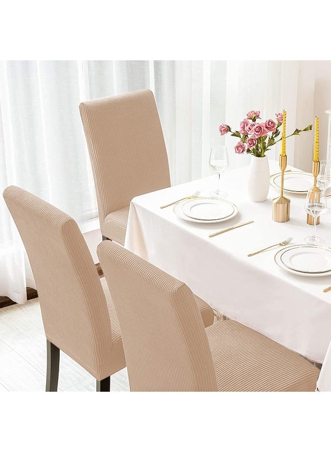 Aertiavty Chair Covers for Dining Room 6 Pack Chair Seat Cover for Dining Room Kitchen, Parsons Chair Covers Dining Chair Slipcover, Light Khaki - Image 2