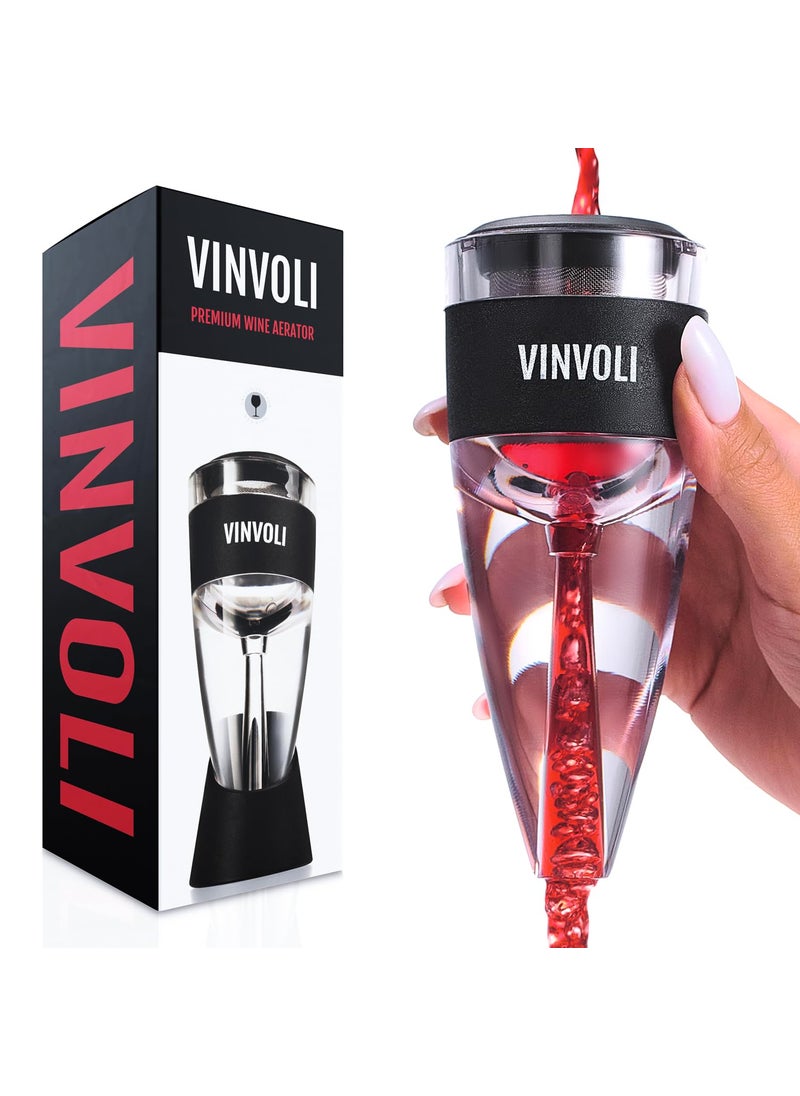 Vinvoli Vinvoli Deluxe Red Wine Aerator Decanter  Unique ThreeStage Aeration Sediment Filter NoDrip Stand  Quality and Convenience for Wine Lovers and Sommeliers 