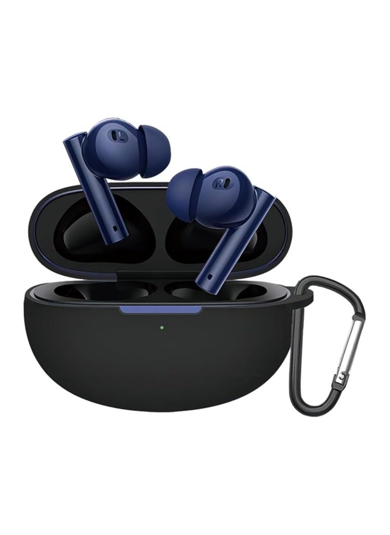 ماركة غير محددة - حافظة سيليكون واقية لسماعات Realme Buds Air 5 Pro مع غطاء سلسلة مفاتيح (أسود) - Image 1