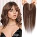 HAIRCUBE Hair Toppers for Women Top Hairpieces 100% Real Human Hair with bangs Human Hair Toppers with 3 Clips Swiss Lace Base Hand-Tied Hair lossing/Thinning, Gray hair 14inch Dark Brown - Image 2