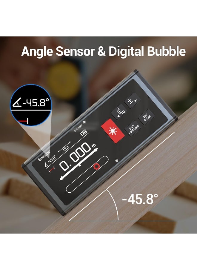 Generic - Bauihr Bilateral Laser Measurement Tool, 393ft/120M Rechargeable Aluminum Dual Laser Distance Meter, Laser Measure with Color Backlit LCD Display, Digital Angle, M/in/Ft Unit Switching - Image 1
