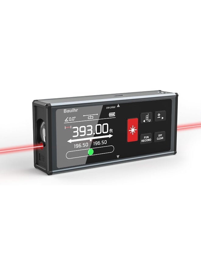 Generic - Bauihr Bilateral Laser Measurement Tool, 393ft/120M Rechargeable Aluminum Dual Laser Distance Meter, Laser Measure with Color Backlit LCD Display, Digital Angle, M/in/Ft Unit Switching - Image 1