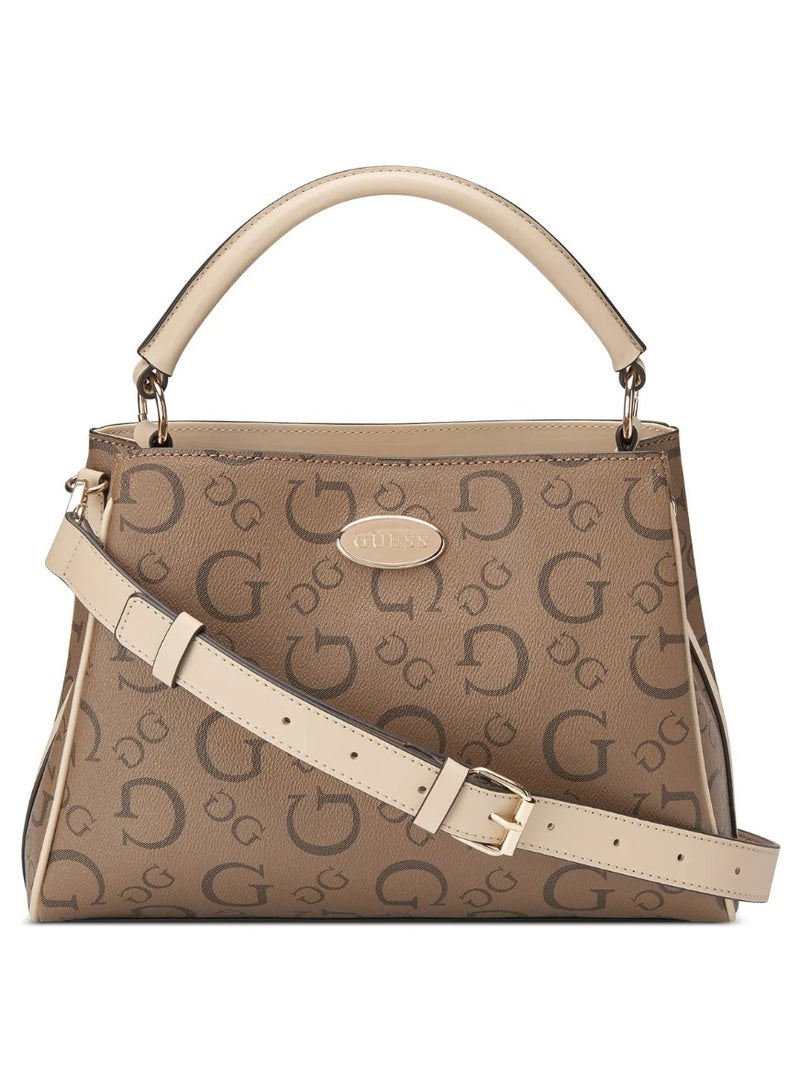GUESS Women's Oak bank Satchel Handbag Cocoa  - Image 1