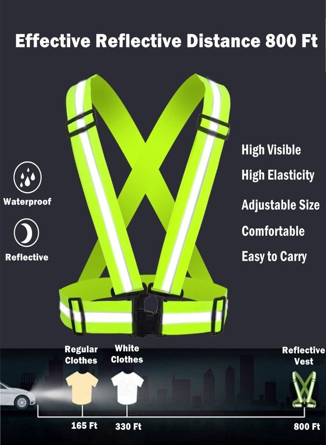 YUNLOVXEE Reflective Strap Safety Vest Gear - 2-10 Pack Adjustable High Visible Reflective Running Gear for Women Men Night, Orange+green, One size - Image 2
