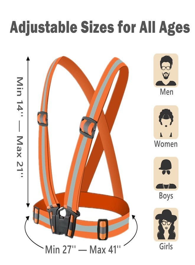 YUNLOVXEE Reflective Strap Safety Vest Gear - 2-10 Pack Adjustable High Visible Reflective Running Gear for Women Men Night, Orange+green, One size - Image 5