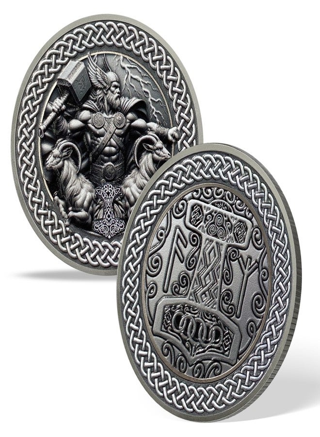 Imasoner Thor Viking Challenge Coin – Norse God with Mjölnir & Runes, Symbol of Strength, Protection & Inspiration Gift - Image 1