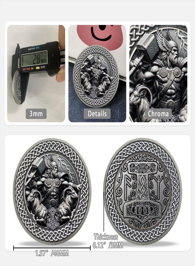 Imasoner Thor Viking Challenge Coin – Norse God with Mjölnir & Runes, Symbol of Strength, Protection & Inspiration Gift - Image 2