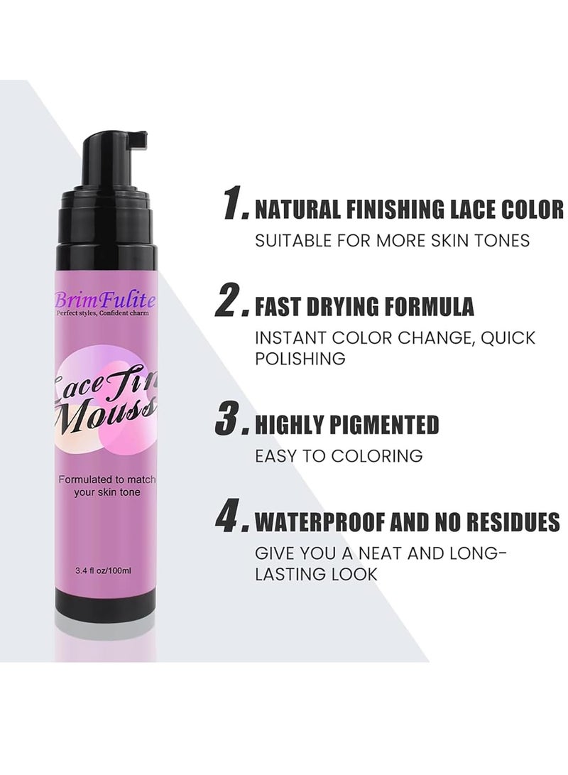 BRIMFULITE Highly Pigmented Lace Tint Mousse and Spray for Wigs, No Residue & Natural Finishing, 3.4 Fl oz. (Dark Brown) - Image 2