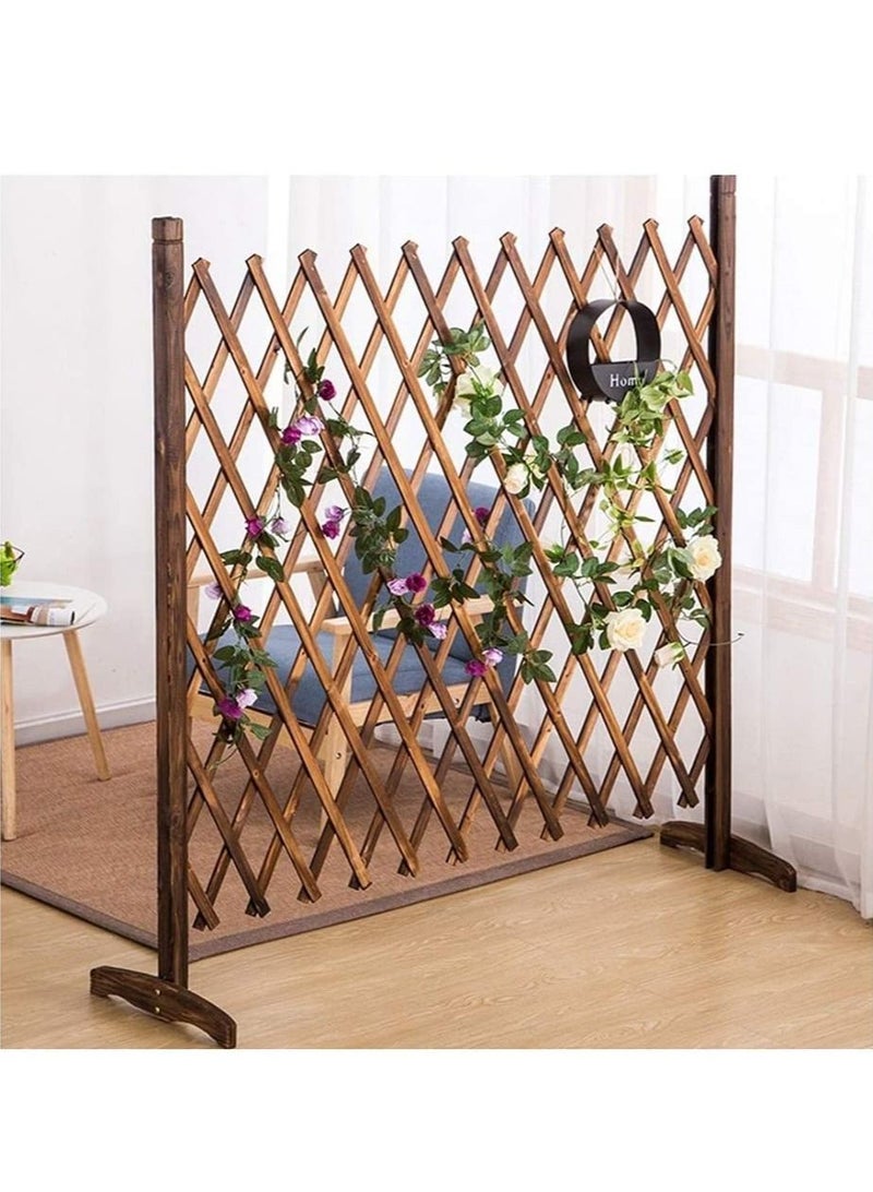 LINGWEI Wooden Expendable Garden Fence Wooden Garden Edging Panels Expandable Trellis Fence Freestanding Dog Safety Fence Portable Wood Wicker Fence For Climbing Plants - Image 2