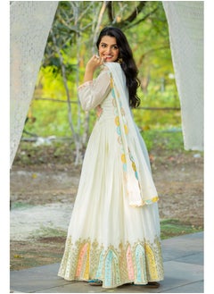 Super Asian New Launching Heavy Designer Party Wear Look Gown-Dupatta in Heavy Multi Thread Embroidery Sequence Work  - Image 5